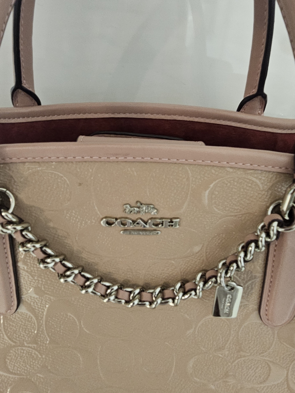 Coach Margot Carryall Signature Patent Leather Satchel - Blush Pink - Picture 4 of 6